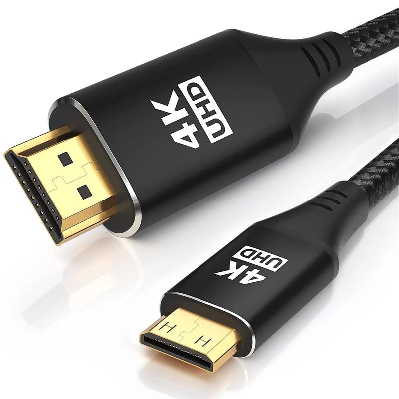 KELink Mini HDMI to HDMI Cable 12FT, [Aluminum Shell, Braided] High Speed 4K 60Hz HDMI 2.0 Cord, Compatible with Camera, Camcorder, Tablet and Graphics/Video Card, Laptop, Raspberry Pi Zero W - Image 1